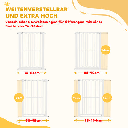 Stair Guard Door Guard Barrier Gate without Drilling 76-104 cm Steel Guard for Dogs, Pets Stairs, Door, White