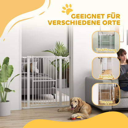 Stair Guard Door Guard Barrier Gate without Drilling 76-104 cm Steel Guard for Dogs, Pets Stairs, Door, White
