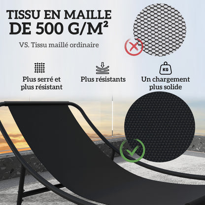 Set of 2 outdoor rocking chairs, rocking chairs with thick cushions, breathable textilene fabric seat and steel frame, outdoor rocking chair, garden, terrace, patio, dark grey