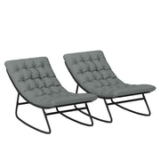 Set of 2 outdoor rocking chairs, rocking chairs with thick cushions, breathable textilene fabric seat and steel frame, outdoor rocking chair, garden, terrace, patio, dark grey