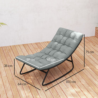 Set of 2 outdoor rocking chairs, rocking chairs with thick cushions, breathable textilene fabric seat and steel frame, outdoor rocking chair, garden, terrace, patio, dark grey