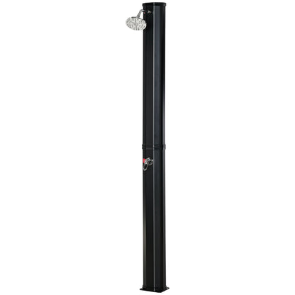 55° Heated Solar Garden Shower for Outdoor Use, 35L Garden Shower with Mixer, for Pool and Camping, Black