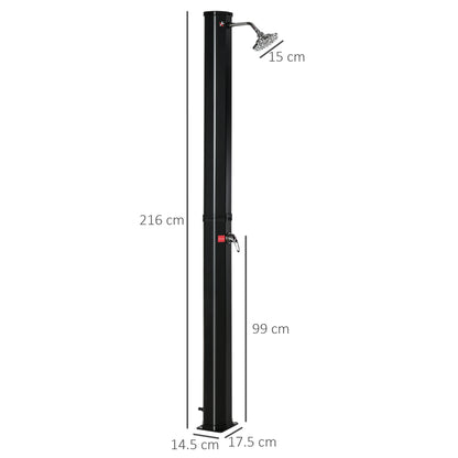 55° Heated Solar Garden Shower for Outdoor Use, 35L Garden Shower with Mixer, for Pool and Camping, Black