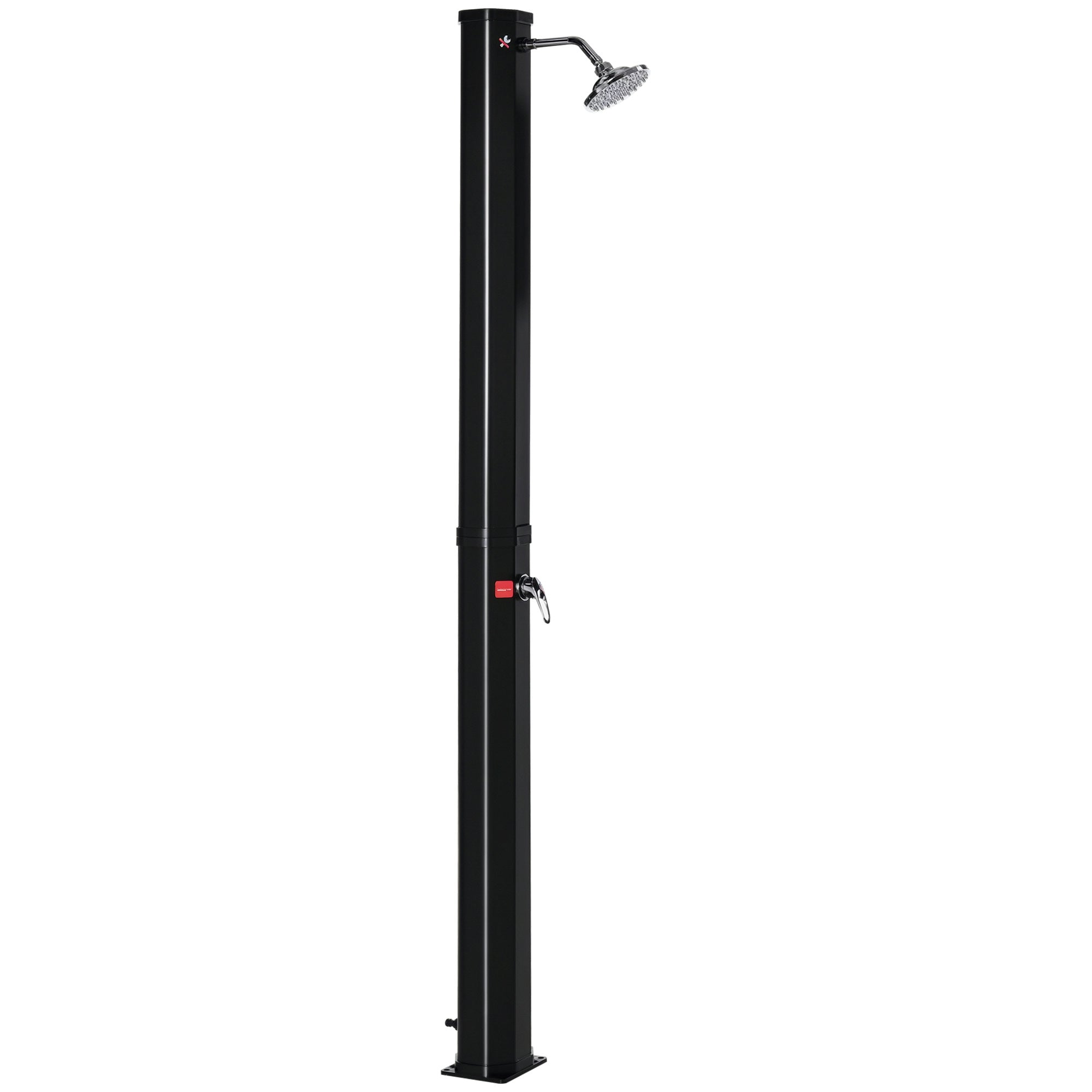 55° Heated Solar Garden Shower for Outdoor Use, 35L Garden Shower with Mixer, for Pool and Camping, Black