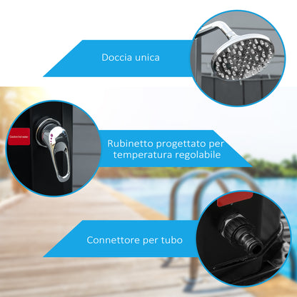55° Heated Solar Garden Shower for Outdoor Use, 35L Garden Shower with Mixer, for Pool and Camping, Black