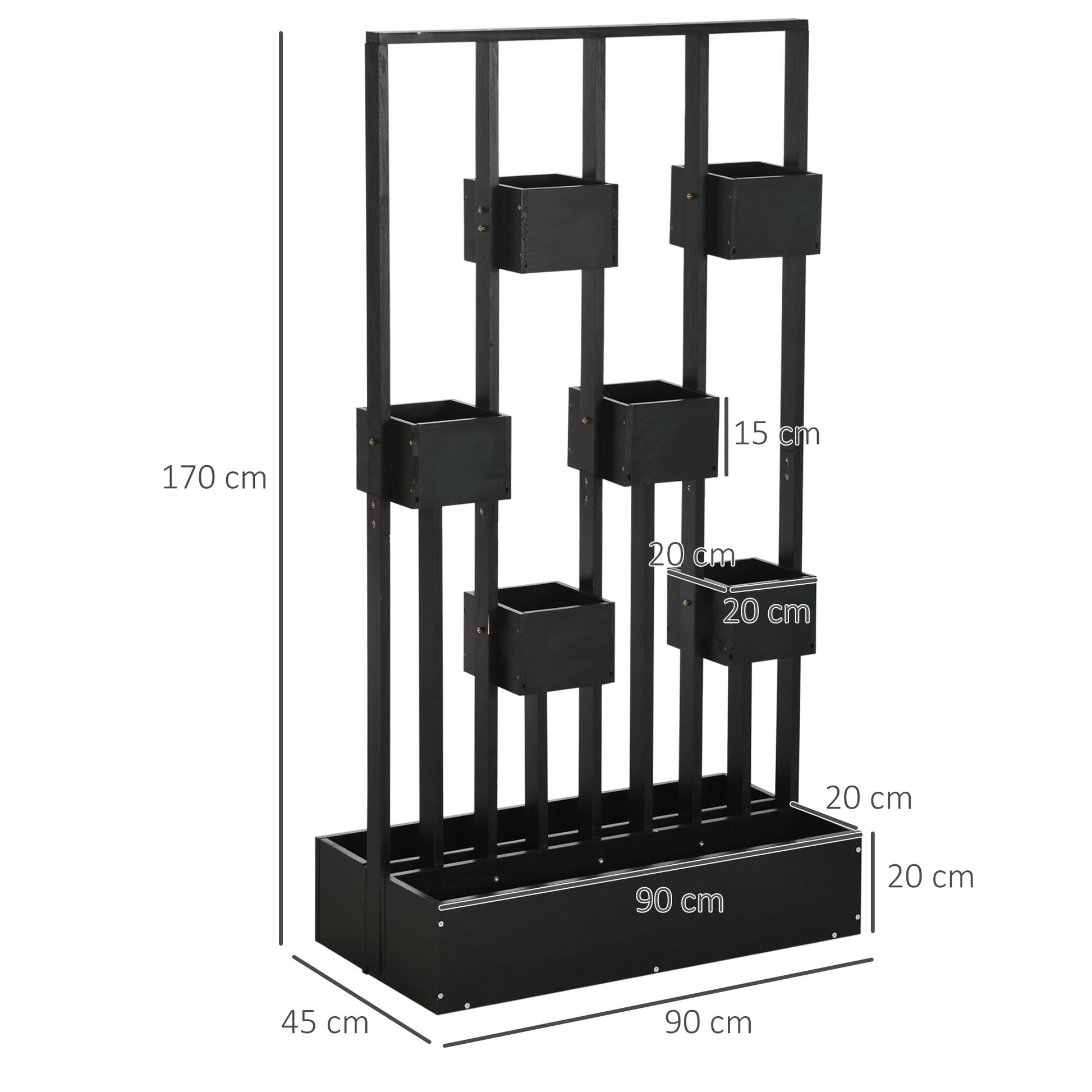 Wall Raised Garden Bed Planter with Trellis, Climbing Frame Flower Pot Planter Box Solid Wood, Garden Trellis 90x45x170cm for Terrace, Balcony, Flower Pot for Climbing Plants, Flowers, Black