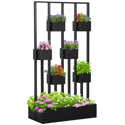 Wall Raised Garden Bed Planter with Trellis, Climbing Frame Flower Pot Planter Box Solid Wood, Garden Trellis 90x45x170cm for Terrace, Balcony, Flower Pot for Climbing Plants, Flowers, Black