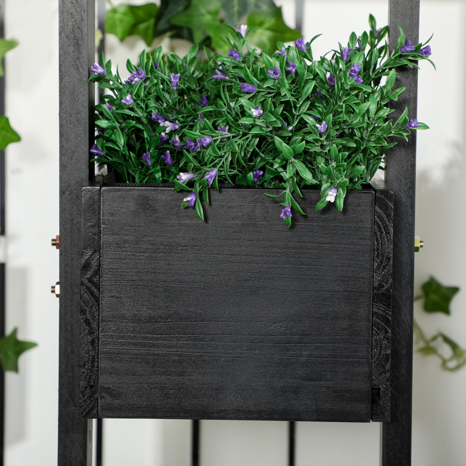 Wall Raised Garden Bed Planter with Trellis, Climbing Frame Flower Pot Planter Box Solid Wood, Garden Trellis 90x45x170cm for Terrace, Balcony, Flower Pot for Climbing Plants, Flowers, Black