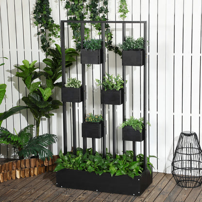 Wall Raised Garden Bed Planter with Trellis, Climbing Frame Flower Pot Planter Box Solid Wood, Garden Trellis 90x45x170cm for Terrace, Balcony, Flower Pot for Climbing Plants, Flowers, Black