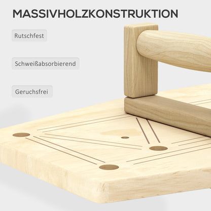 SPORTNOW Wooden Push Up Bars with 8 pairs of holes, including resistance bands, 11 exercises, Fitness Parallettes for muscle training, strength training Natural