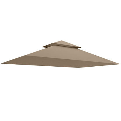 Replacement Roof for 2.44x1.52m 2-Tier Gazebo with Corner Pockets, Garden Gazebo Cover for Barbecue in 160gsm Polyester, UV50+, Khaki