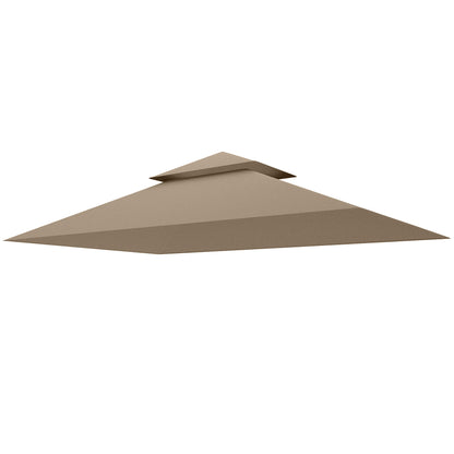 Replacement Roof for 2.44x1.52m 2-Tier Gazebo with Corner Pockets, Garden Gazebo Cover for Barbecue in 160gsm Polyester, UV50+, Khaki