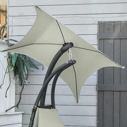 Suspended Sun Lounger with Sunshade and Mattress Contemporary Design 190L x 110W x 190H cm Steel Polyester Gray Black