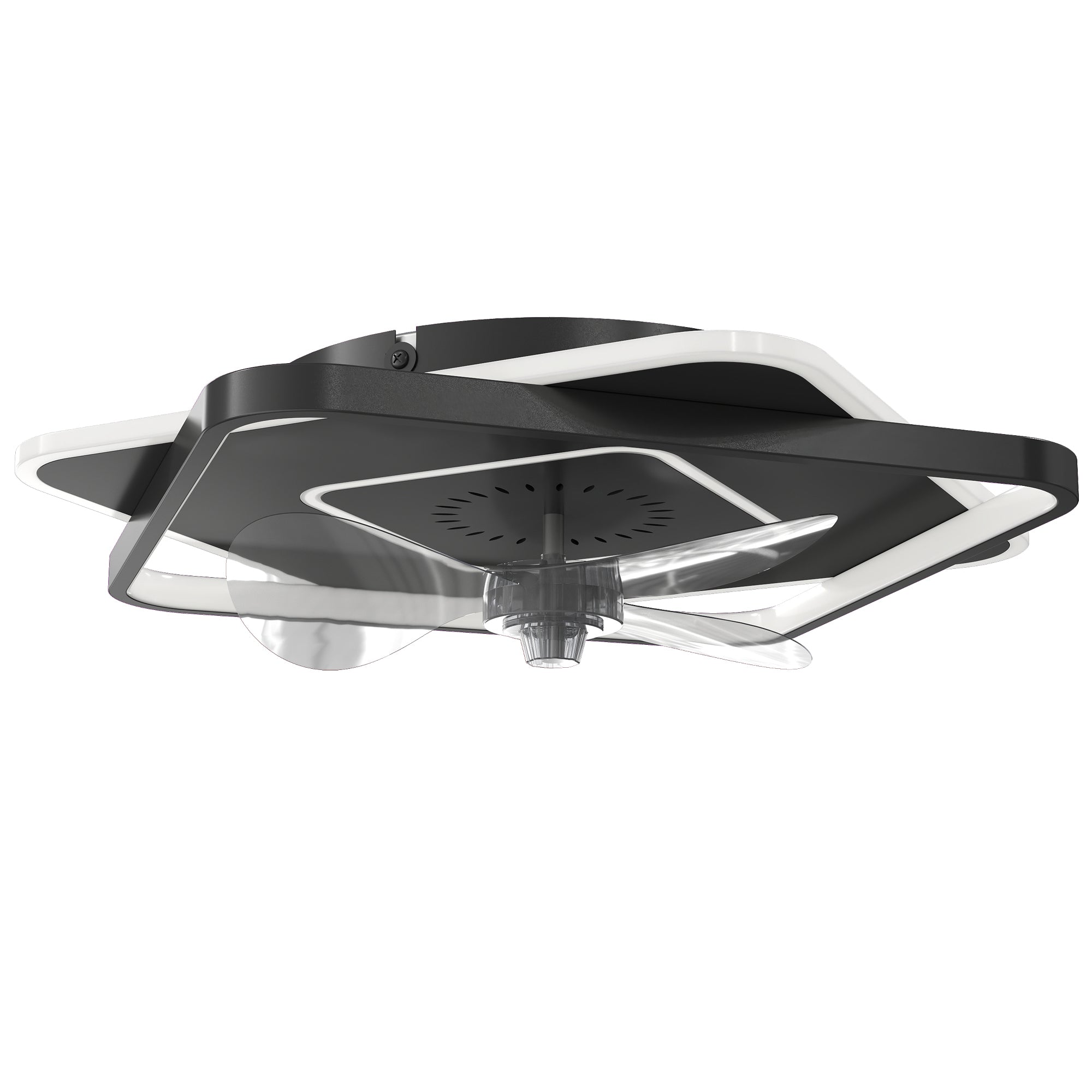 LED Ceiling Light with Fan, Quiet 21" Ceiling Fan Light, 6 Speeds, Timer, Remote Control, 3 Color Temperatures, DC Motor, Black