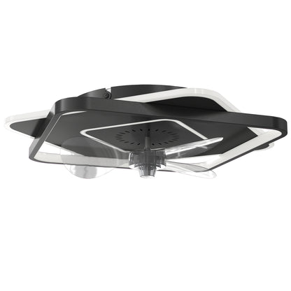 LED Ceiling Light with Fan, Quiet 21" Ceiling Fan Light, 6 Speeds, Timer, Remote Control, 3 Color Temperatures, DC Motor, Black