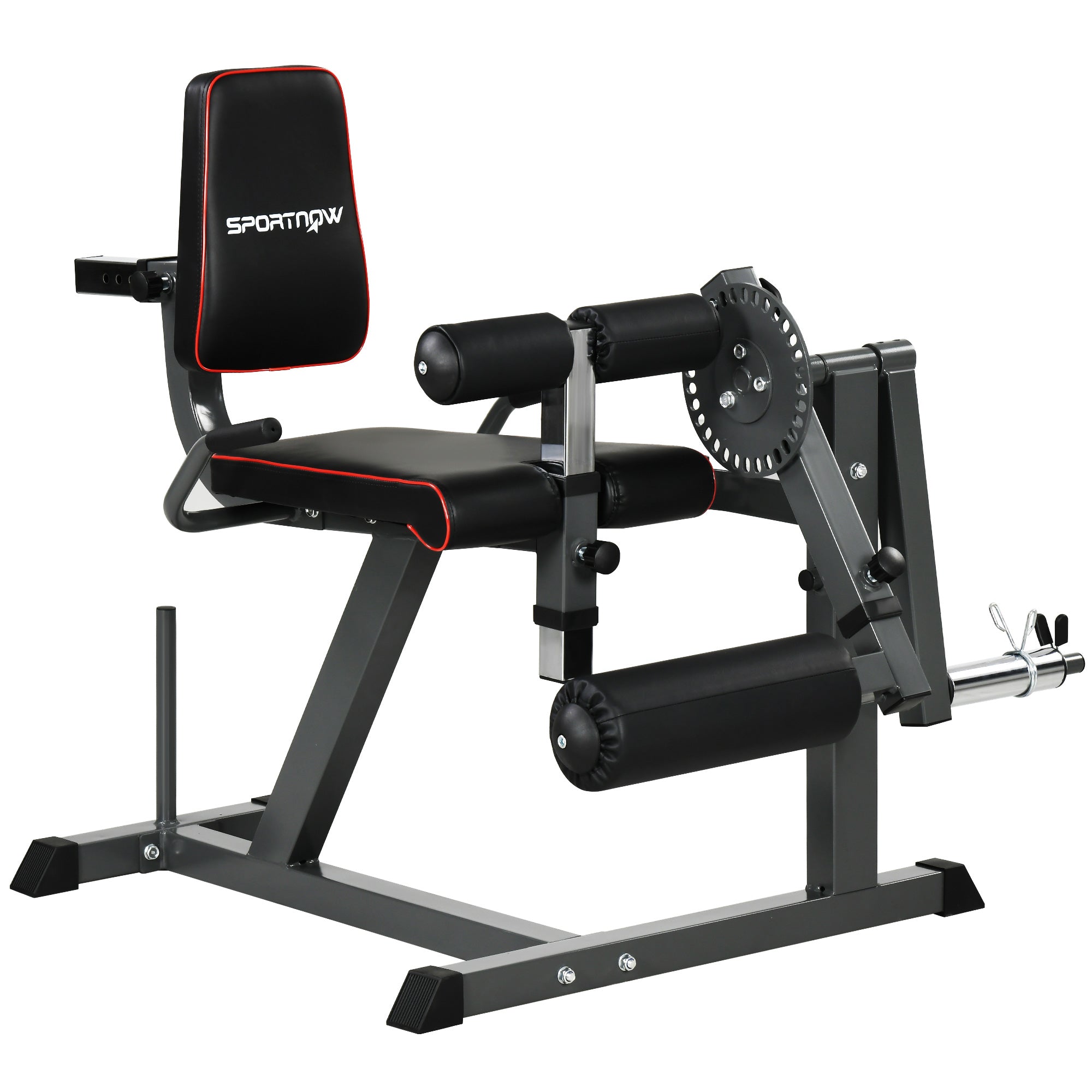 SPORTNOW Leg Extensor, Adjustable Leg Flexor with Plate Loading, Leg Trainer Home Trainer for Leg and Thigh Training, Fitness Equipment for Home Gym