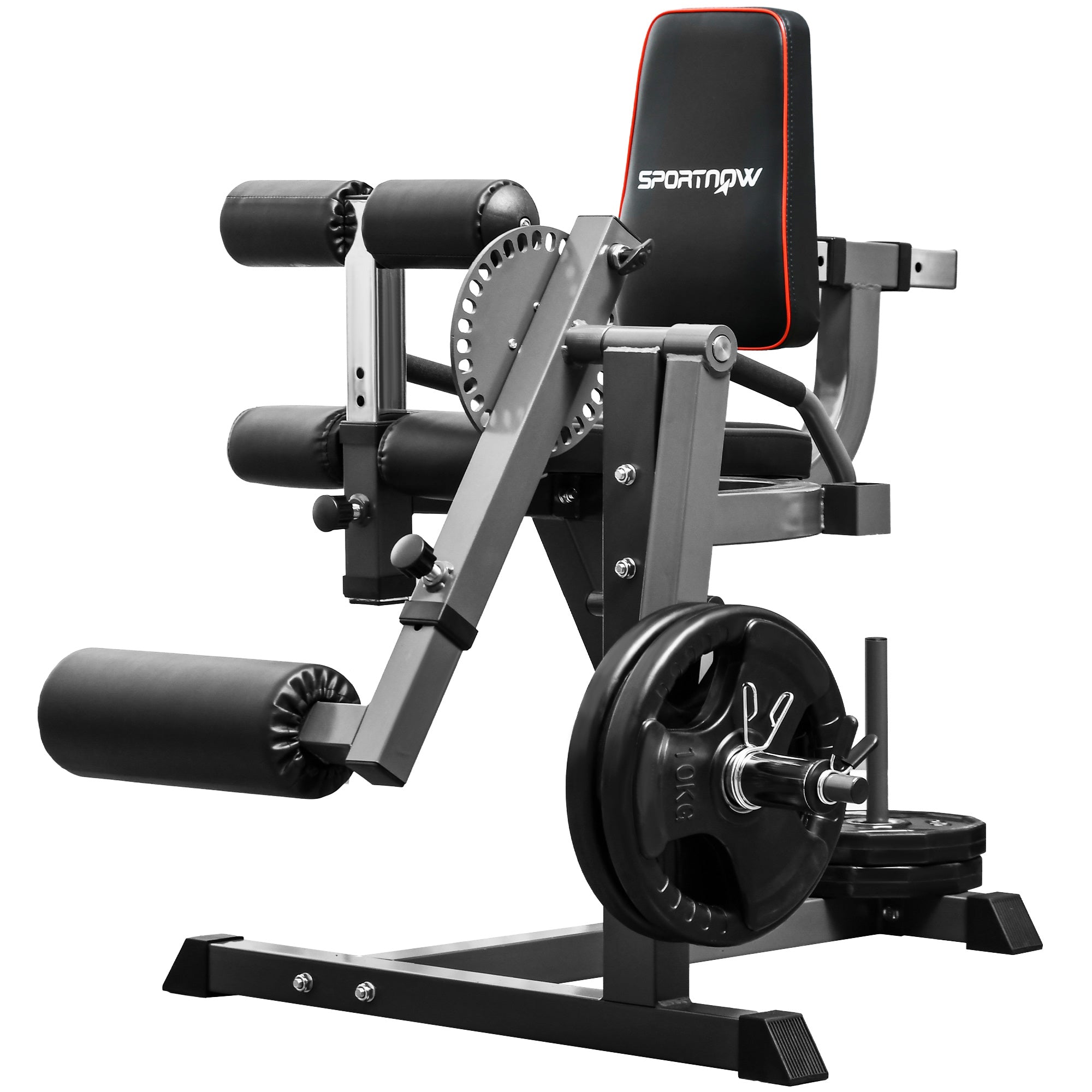SPORTNOW Leg Extensor, Adjustable Leg Flexor with Plate Loading, Leg Trainer Home Trainer for Leg and Thigh Training, Fitness Equipment for Home Gym
