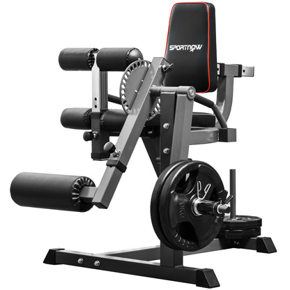 SPORTNOW Leg Extensor, Adjustable Leg Flexor with Plate Loading, Leg Trainer Home Trainer for Leg and Thigh Training, Fitness Equipment for Home Gym