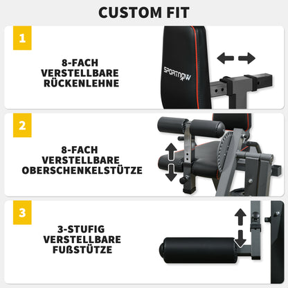 SPORTNOW Leg Extensor, Adjustable Leg Flexor with Plate Loading, Leg Trainer Home Trainer for Leg and Thigh Training, Fitness Equipment for Home Gym