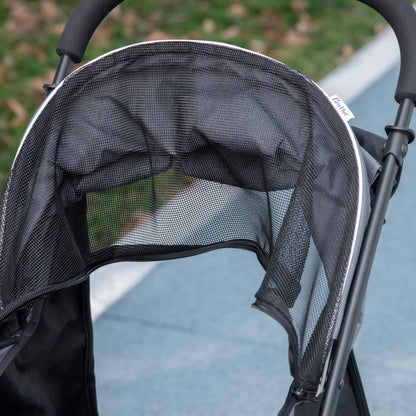 Dog Stroller, Cat Stroller Pet Foldable, 2 Safety Leashes, EVA Wheels, Adjustable Handle, Basket, 83 x 55 x 101 cm, Gray