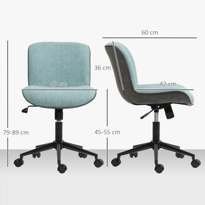 Office Chair Swivel Desk Chair, Ergonomic Armless Chair, Adjustable Height and Tilt, 120 kg Capacity, Green