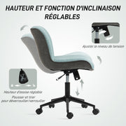 Office Chair Swivel Desk Chair, Ergonomic Armless Chair, Adjustable Height and Tilt, 120 kg Capacity, Green