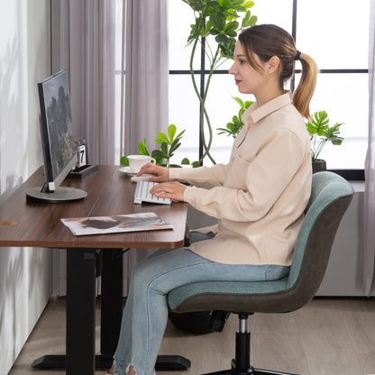 Office Chair Swivel Desk Chair, Ergonomic Armless Chair, Adjustable Height and Tilt, 120 kg Capacity, Green