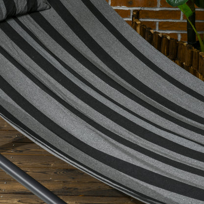 Steel and Polyester Sun Lounger Hammock Bed with Canopy, Headrest, and Wheels 240L x 92W x 148H cm Dark Grey