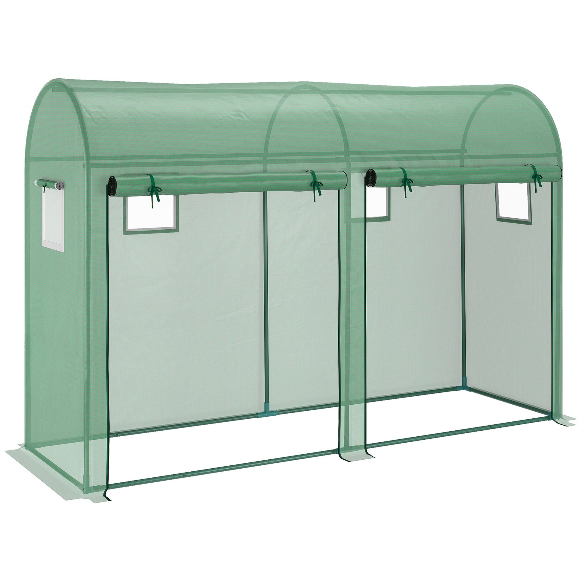 Greenhouse 300x100x200 cm Garden Greenhouse with 4 Windows and 2 Doors for Cultivating Plants, Flowers, and Vegetables made of PE and Steel