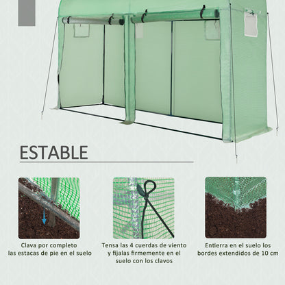 Greenhouse 300x100x200 cm Garden Greenhouse with 4 Windows and 2 Doors for Cultivating Plants, Flowers, and Vegetables made of PE and Steel