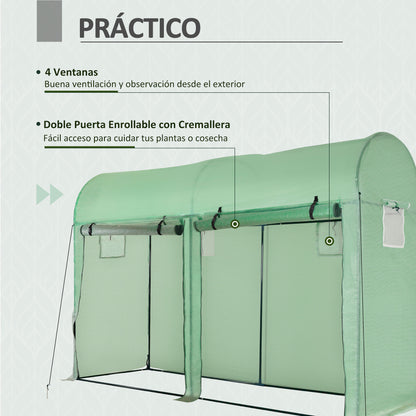 Greenhouse 300x100x200 cm Garden Greenhouse with 4 Windows and 2 Doors for Cultivating Plants, Flowers, and Vegetables made of PE and Steel