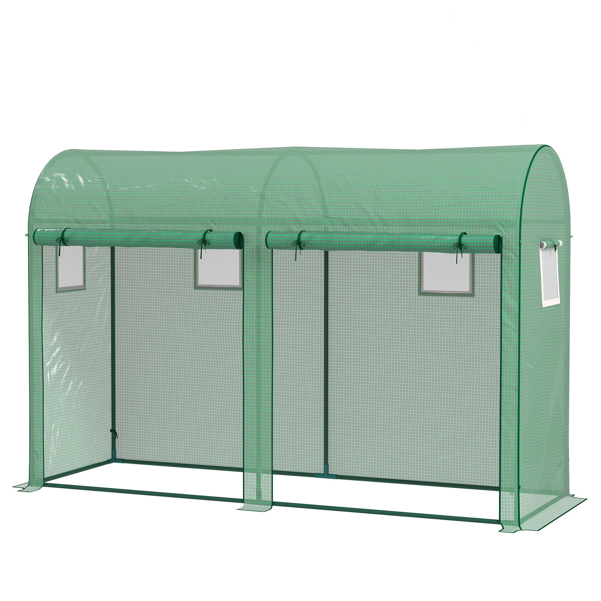 Greenhouse 300x100x200 cm Garden Greenhouse with 4 Windows and 2 Doors for Cultivating Plants, Flowers, and Vegetables made of PE and Steel