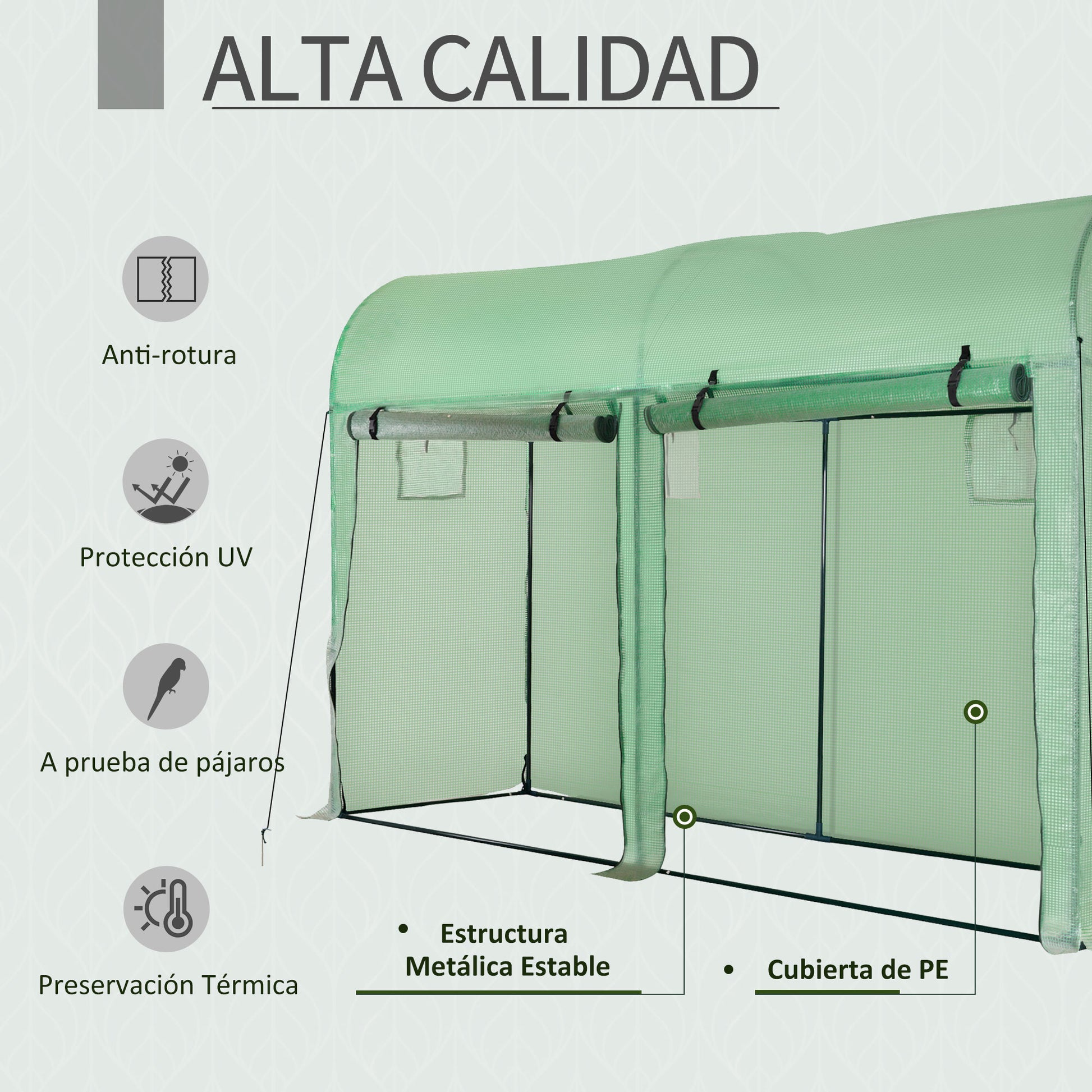 Greenhouse 300x100x200 cm Garden Greenhouse with 4 Windows and 2 Doors for Cultivating Plants, Flowers, and Vegetables made of PE and Steel