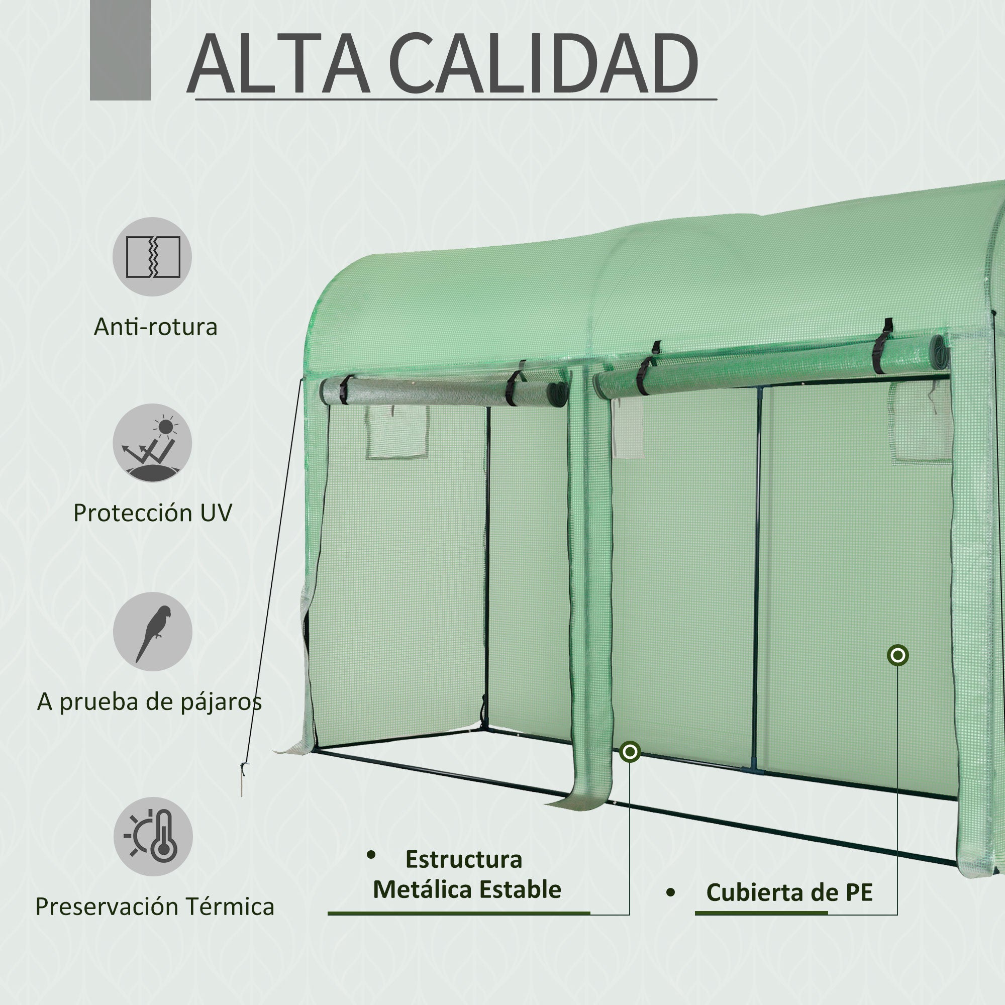 Greenhouse 300x100x200 cm Garden Greenhouse with 4 Windows and 2 Doors for Cultivating Plants, Flowers, and Vegetables made of PE and Steel