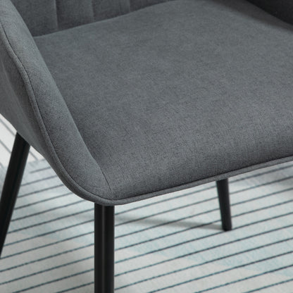 Set of 2 Dining Chairs Upholstered Chair with Breathable Linen Cover Living Room Chair Armchair Kitchen Chair with Backrest Armrest Linen Dark Grey 59.5 x 56.5 x 81 cm
