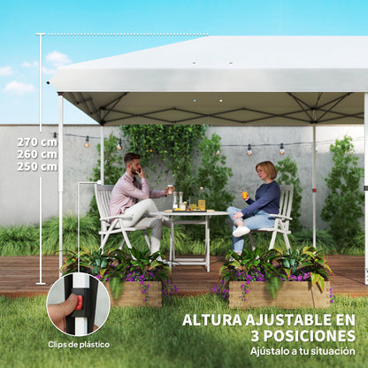 Foldable Canopy 6x3x2.7m Garden Gazebo Foldable with 4 Panels 4 Windows 2 Zippered Doors 1 UV-Resistant Waterproof Bag for Outdoor Patio Beach White