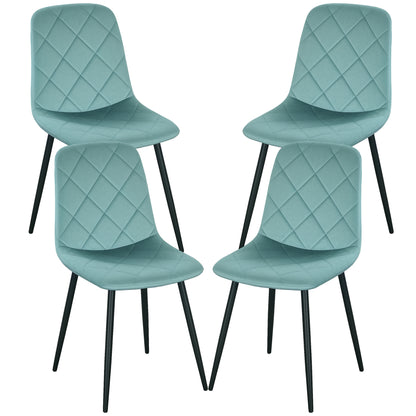 Set of 4 dining chairs, padded kitchen chairs with high backrest, steel legs and velvet effect fabric, for living room, bedroom, kitchen, green