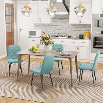 Set of 4 dining chairs, padded kitchen chairs with high backrest, steel legs and velvet effect fabric, for living room, bedroom, kitchen, green