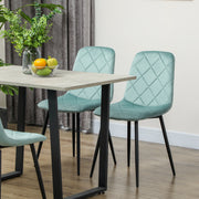 Set of 4 dining chairs, padded kitchen chairs with high backrest, steel legs and velvet effect fabric, for living room, bedroom, kitchen, green