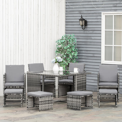 9 pcs Poly Rattan Garden Furniture Rattan Patio Set Dining Set incl. Cushions Black 109 x 109 x 72 cm