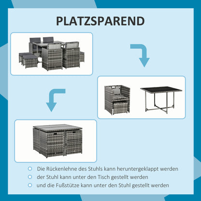 9 pcs Poly Rattan Garden Furniture Rattan Patio Set Dining Set incl. Cushions Black 109 x 109 x 72 cm