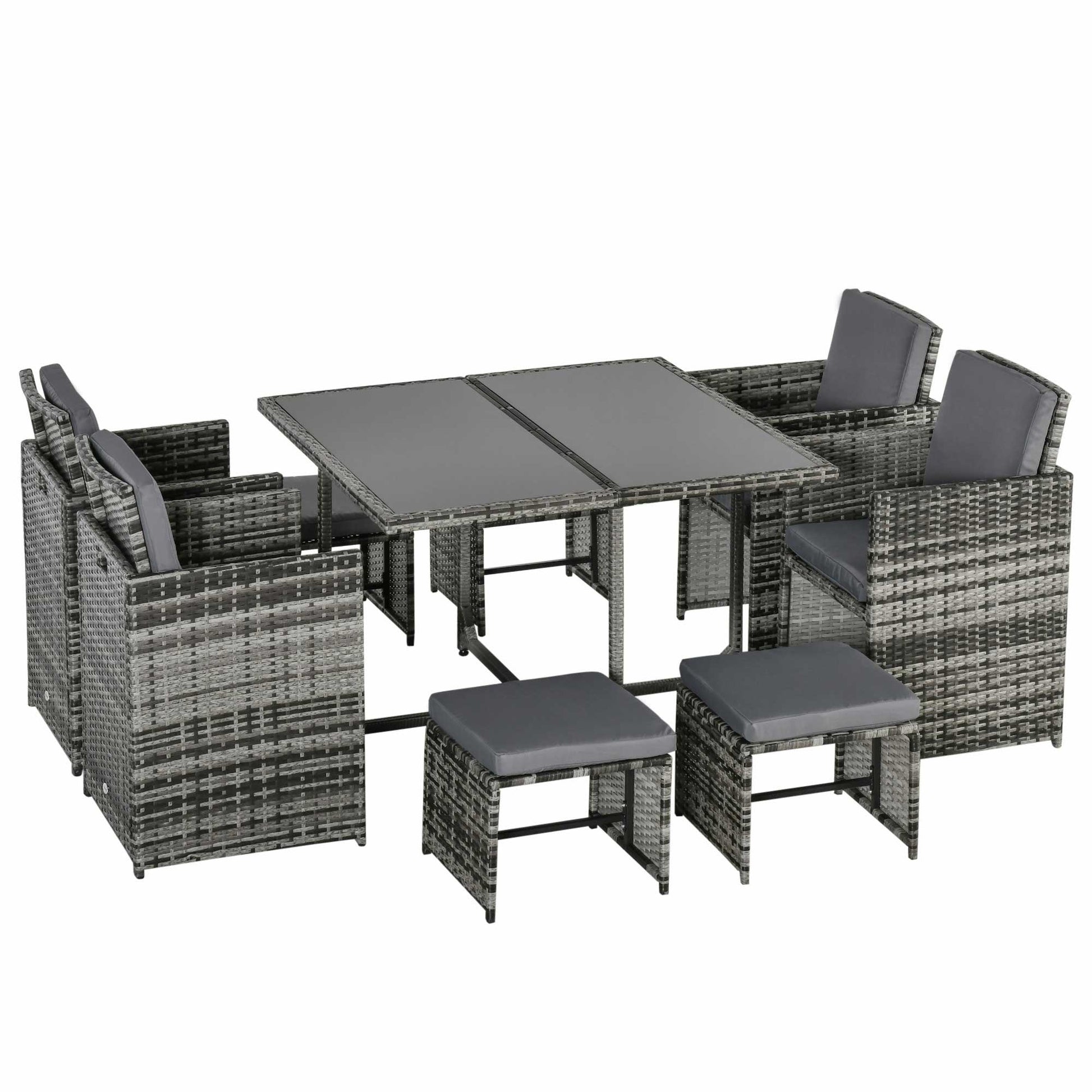 9 pcs Poly Rattan Garden Furniture Rattan Patio Set Dining Set incl. Cushions Black 109 x 109 x 72 cm