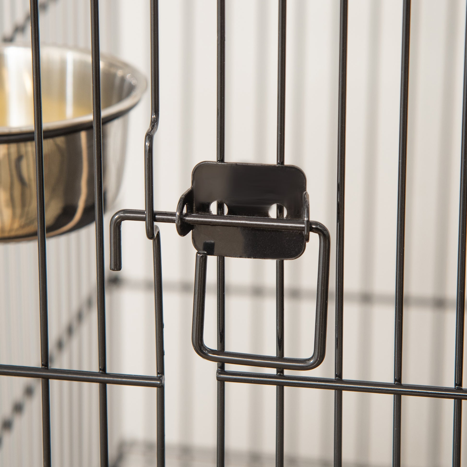 Bird Cage 50x58x145 cm Metal Birdhouse with 3 Doors 2 Feeders 3 Perches Removable Tray Open Shelf and 4 Wheels for Canaries Parakeets Black