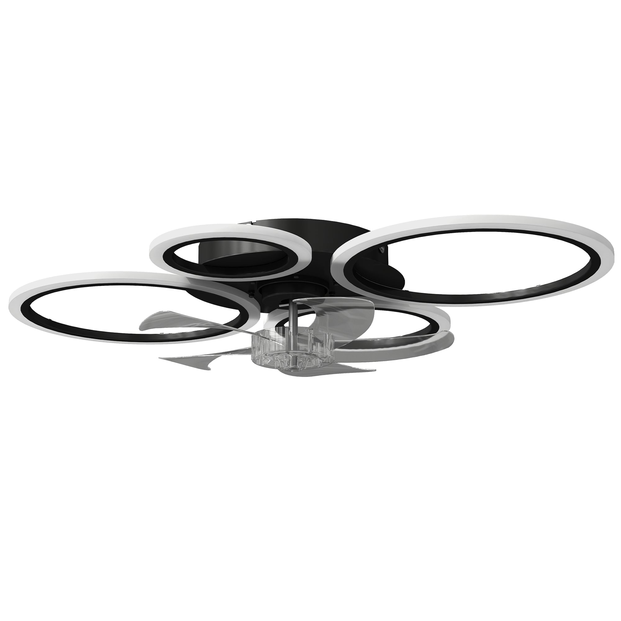 LED Ceiling Fan Light, Quiet 30" (77 cm) with Remote — 6 Speeds, 3 Color Temperatures, DC Motor, Timer — Black