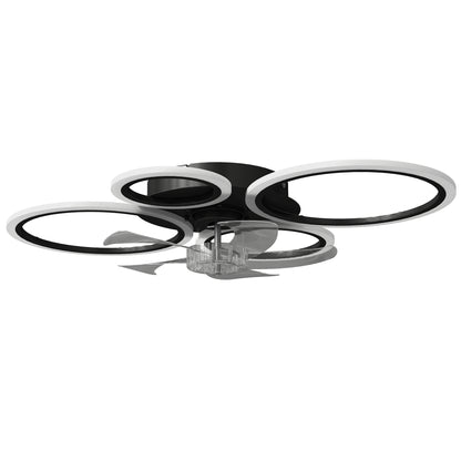 LED Ceiling Fan Light, Quiet 30" (77 cm) with Remote — 6 Speeds, 3 Color Temperatures, DC Motor, Timer — Black
