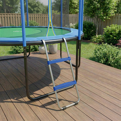SPORTNOW 2-Step Trampoline Ladder — Wide Anti-Slip Steps, Universal Hook, Galvanized Steel U-Base, 330 lb Capacity, Blue