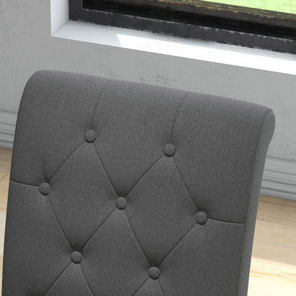 Set of 2 Dining Chairs Kitchen Chair Comfortable Wooden Legs Lin 47 x 61 x 101 cm dark gray