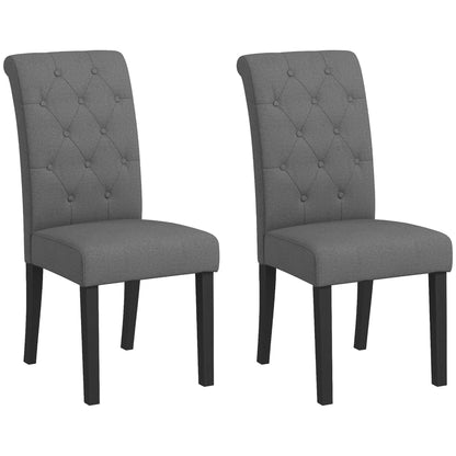 Set of 2 Dining Chairs Kitchen Chair Comfortable Wooden Legs Lin 47 x 61 x 101 cm dark gray