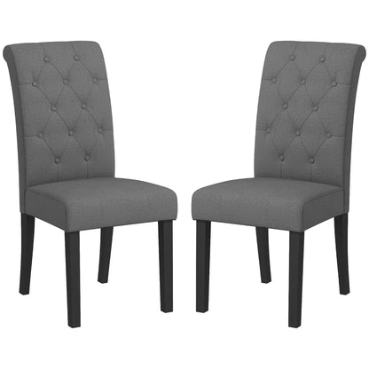 Set of 2 Dining Chairs Kitchen Chair Comfortable Wooden Legs Lin 47 x 61 x 101 cm dark gray