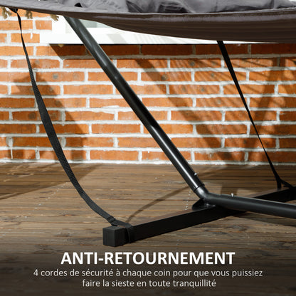 Hammock with Stand and Pillow, Steel Stand Hammock with Spreader Bars, for Outdoor Camping, Beach, Dark Gray